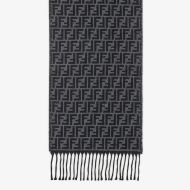 Fendi FF Rectangular Scarf Man In Wool Black