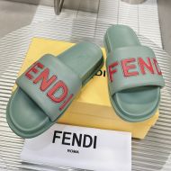 Fendi Signature Slides Unisex Grain Leather Green