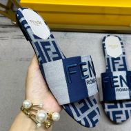 Fendi Sunshine Slides Women Pequin stripes Motif Fabric Blue/Grey