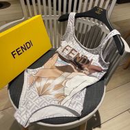 Fendi Swimsuit Girls Graphics FF Motif Lycra Grey