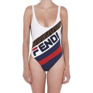 Fendi Swimsuit Women Fila Logo Motif Lycra White/Blue