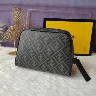 Fendi Toiletry Bag In FF Motif Fabric Black