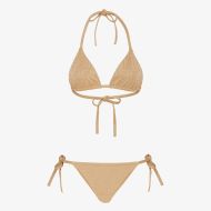 Fendi Triangular Bikini with Ties Women FF Motif Lycra Beige