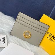 F is Fendi Card Holder In Calf Leather Grey