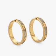 F Is Fendi Hoop Earrings In Crystals Metal Gold