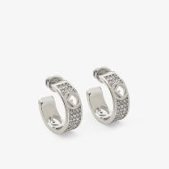 F is Fendi Small Hoop Earrings In Crystals Metal Palladium