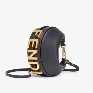 Fendi Mini Fendigraphy Hobo Bag In Calf Leather Black