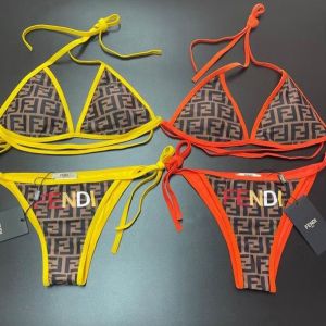 Fendi Triangle Bikini with Ties Women Fendi FF Motif Lycra