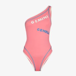 Fendi Asymmetric Reversible Swimsuit Women Astrology Logo Motif Lycra Pink