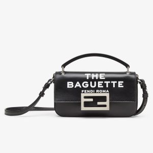 Fendi Baguette Phone Pouch In The Baguette Motif Nappa Leather Black