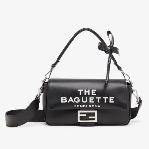 Fendi Baguette Bag In The Baguette Motif Nappa Leather Black