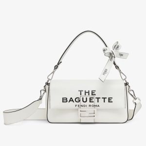 Fendi Baguette Bag In The Baguette Motif Nappa Leather White
