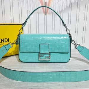 Fendi x Tiffany Baguette Bag In Crocodile Leather Blue