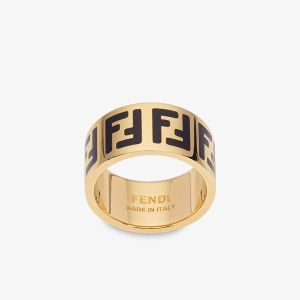Fendi FF Ring In Enamel Metal Black/Gold