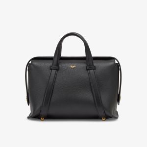 Fendi Medium Boston 365 Bag In Grained Leather Black
