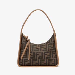 Fendi Mini Fendessence Bag In FF Motif Fabric Brown