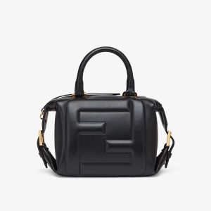 Fendi Mini FF Cube Bag In Nappa Leather Black