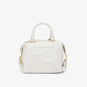 Fendi Mini FF Cube Bag In Nappa Leather White