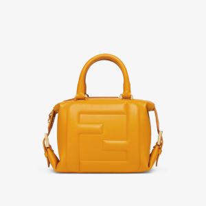 Fendi Mini FF Cube Bag In Nappa Leather Yellow