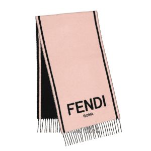 Fendi Roma Logo Scarf In Cashmere Pink/Black