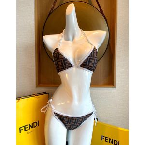 Fendi Halterneck Bikini Women FF Motif Lycra Black/White