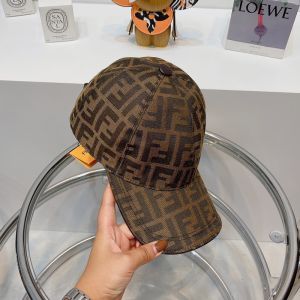 Fendi Baseball Cap In FF Motif Cotton Brown