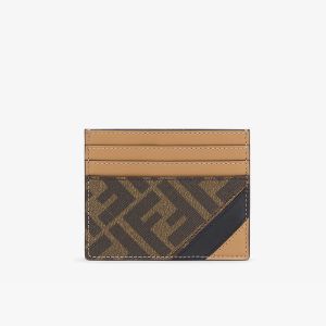 Fendi Card Holder In FF Motif Fabric Brown/Black