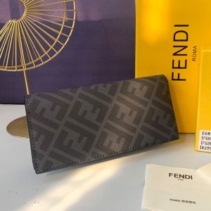 Fendi Continental Wallet In FF Motif Fabric Black