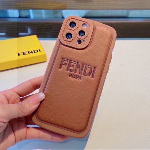 Fendi iPhone Case In Fendi Roma Motif Silicone Brown