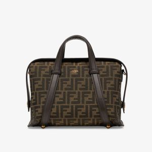 Fendi Medium Boston 365 Bag In FF Motif Fabric Brown