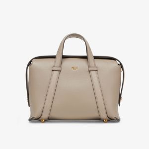 Fendi Medium Boston 365 Bag In Grained Leather Grey