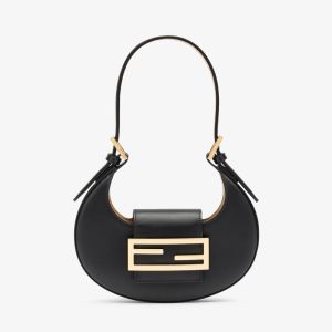 Fendi Mini Cookie Hobo Bag In Calf Leather Black