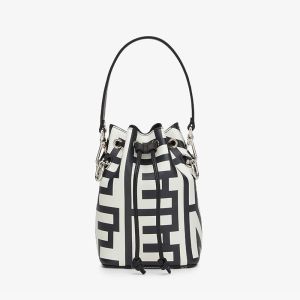 Fendi Mini Mon Tresor Bucket Bag In Fendi Roma Capsule Leather Black/White