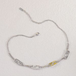 Fendi O'Lock Chain Necklace In Metal Palladium