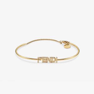 Fendi Fendigraphy Bracelet In Metal with Crystals Gold