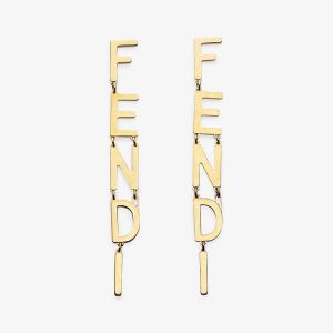 Fendi Fendigraphy Drop Earrings In Metal Gold